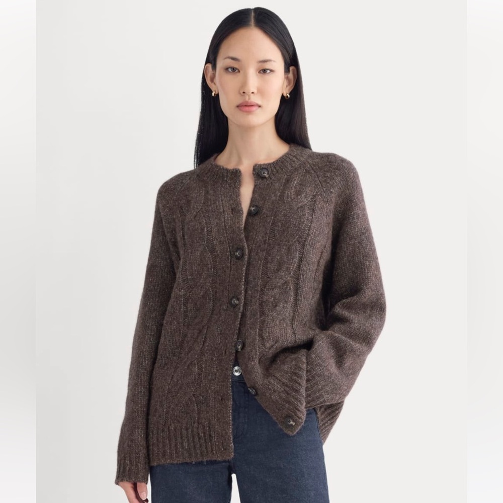 Everlane Cloud Cable Cardigan - Heathered Burgundy